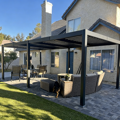 PURPLE LEAF Caesar – Pergola extérieure à lames orientables avec toit rigide réglable, gris