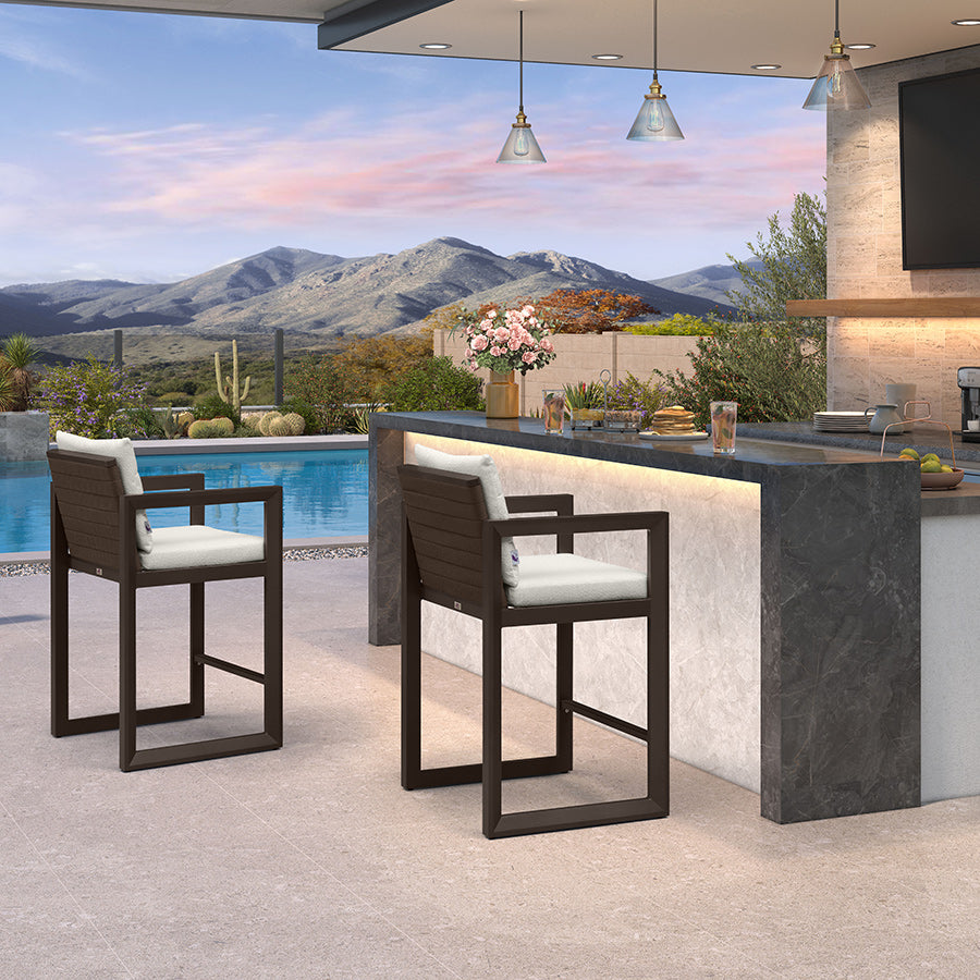 PURPLE LEAF Caesar – Tabourets de bar modernes en aluminium avec coussins amovibles pour cuisine, îlot extérieur et jardin