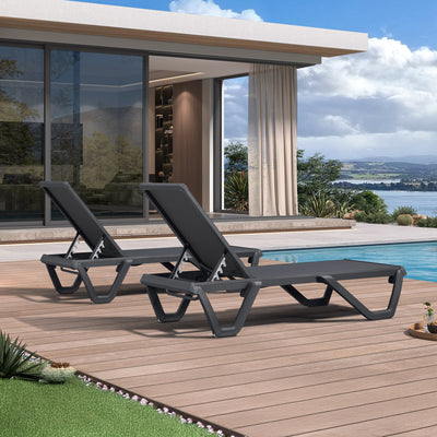 PURPLE LEAF – Chaise longue extérieure à 5 positions avec structure en aluminium et assise en Textilene, légère et durable pour terrasse et piscine