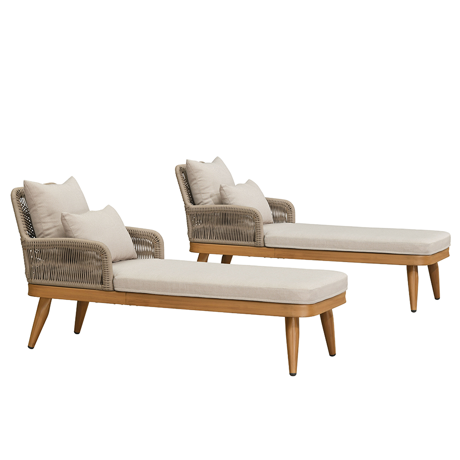 PURPLE LEAF – Chaise longue de terrasse en aluminium pour extérieur avec 2 coussins, pour terrasse, piscine, pelouse, jardin et porche