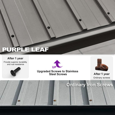 PURPLE LEAF – Pavillon de terrasse pour piscine, toit rigide gris clair en acier galvanisé avec rideaux améliorés