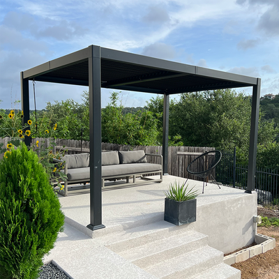 PURPLE LEAF Caesar – Pergola extérieure à lames orientables avec toit rigide réglable, gris