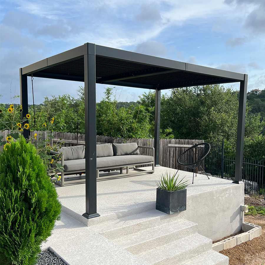 PURPLE LEAF Caesar – Pergola extérieure à lames orientables avec toit rigide réglable, gris