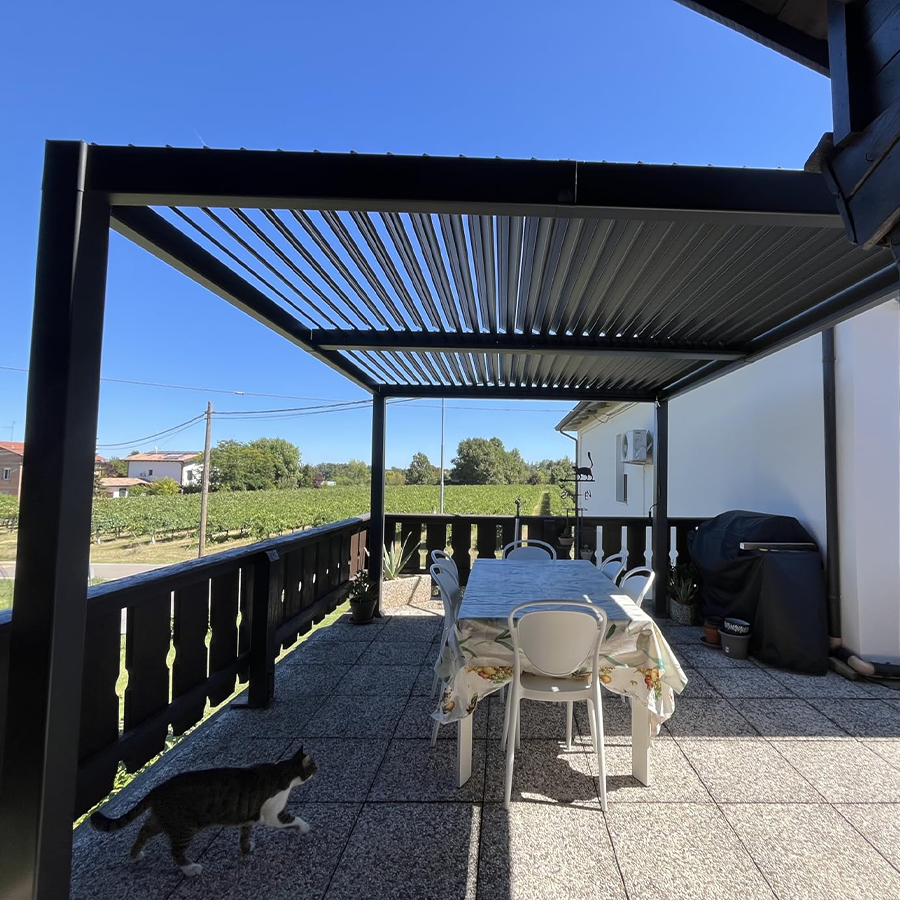 PURPLE LEAF Caesar – Pergola extérieure à lames orientables avec toit rigide réglable, gris