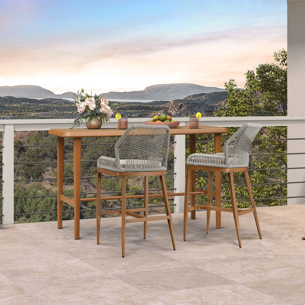 PURPLE LEAF – Table de bar extérieure pour terrasse, repas, café, cuisine, petit-déjeuner, bistrot ou pub, adaptée au bord de piscine
