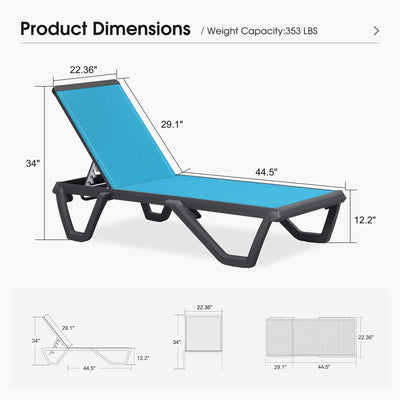 PURPLE LEAF – Chaise longue extérieure à 5 positions avec structure en aluminium et assise en Textilene, légère et durable pour terrasse et piscine