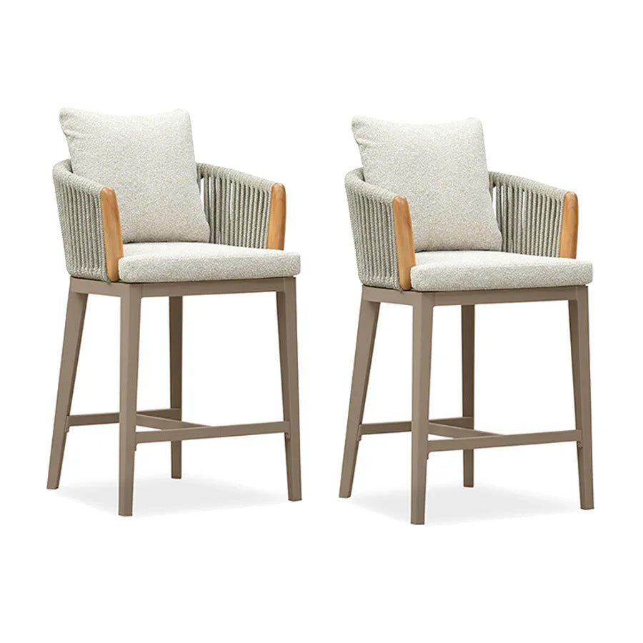 PURPLE LEAF Hailar – Tabouret de bar extérieur moderne en rotin avec dossier et coussin pour balcon, intérieur, extérieur ou îlot de cuisine