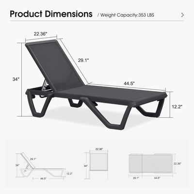 PURPLE LEAF – Chaise longue extérieure à 5 positions avec structure en aluminium et assise en Textilene, légère et durable pour terrasse et piscine