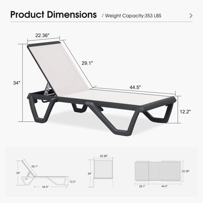PURPLE LEAF – Chaise longue extérieure à 5 positions avec structure en aluminium et assise en Textilene, légère et durable pour terrasse et piscine