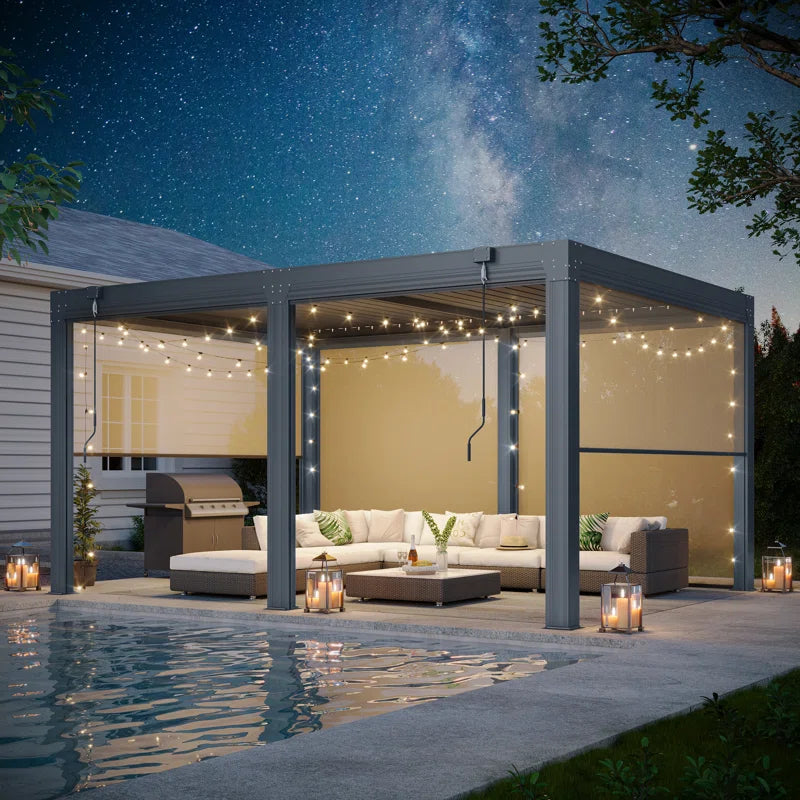 Erommy – Pergola extérieure en aluminium à lames orientables avec toit réglable