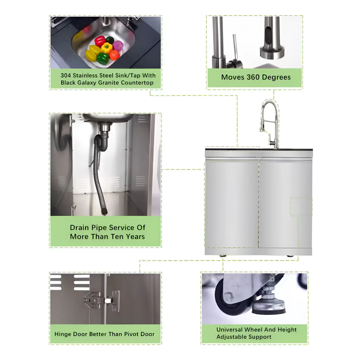 Îlot de cuisine extérieure 46 pouces avec barbecue 4 brûleurs 72,000 BTU en acier inoxydable, cave à vin et rôtissoire, Silver