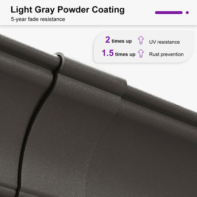 PURPLE LEAF – Pavillon de terrasse pour piscine, toit rigide gris clair en acier galvanisé avec rideaux améliorés
