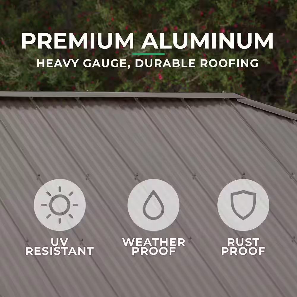 Meridian DIY 12 Ft. X 20 Ft. – Kit pavillon extérieur en cèdre avec toit métallique rigide, couverture permanente de terrasse