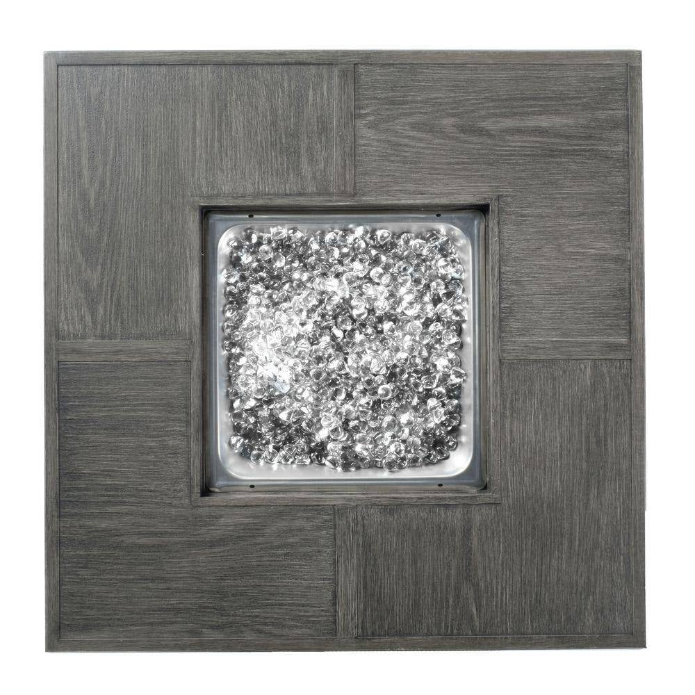 Alfresco Home Cheyenne – Table brasero de conversation carrée en aluminium au propane 40 In. X 25 In. avec Glacier Ice Firebeads