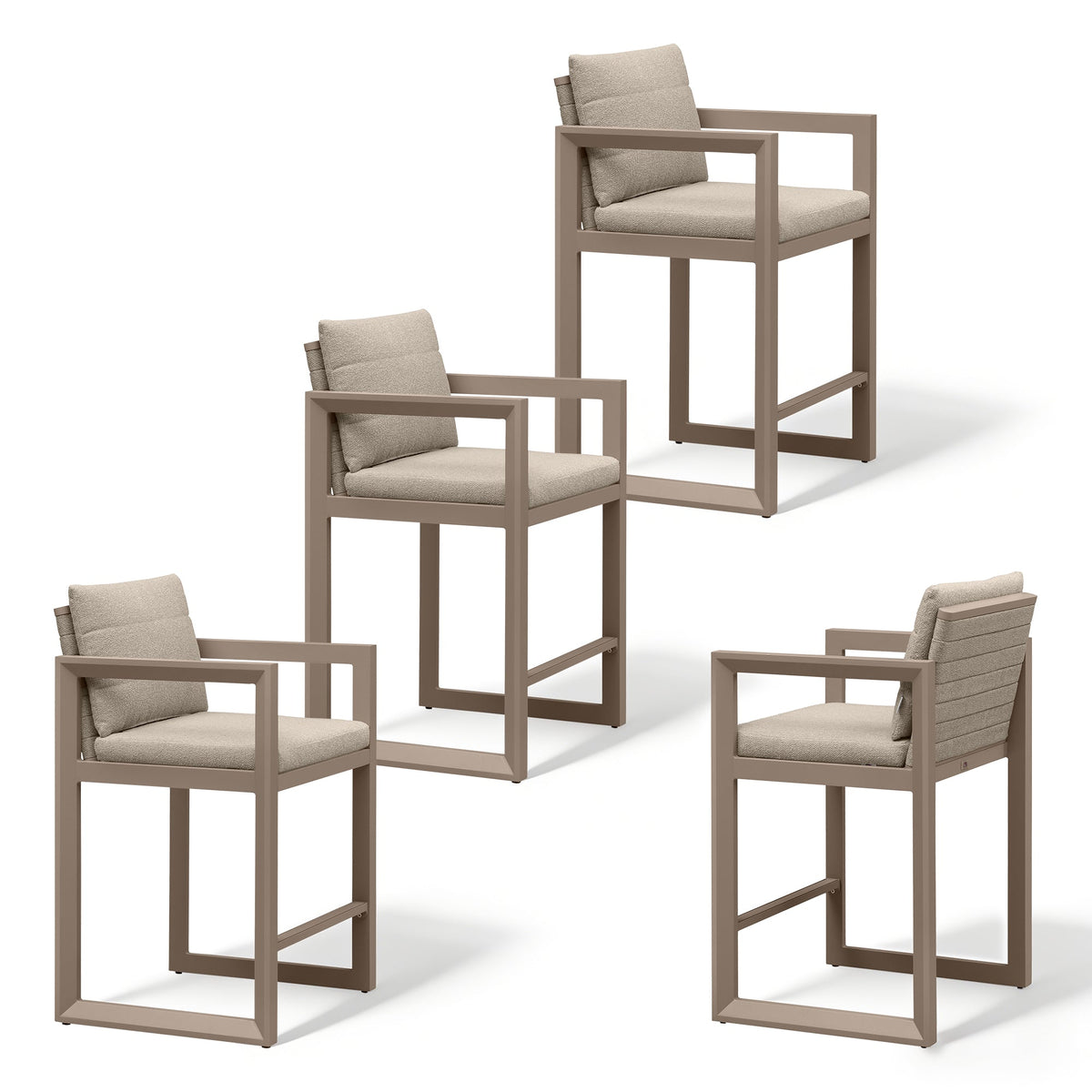 PURPLE LEAF Caesar – Tabourets de bar modernes en aluminium avec coussins amovibles pour cuisine, îlot extérieur et jardin