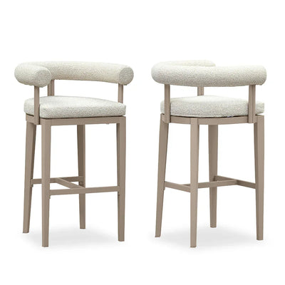 PURPLE LEAF Provence – Lot de 2 tabourets de bar extérieurs modernes rembourrés en oléfine avec dossier et accoudoirs