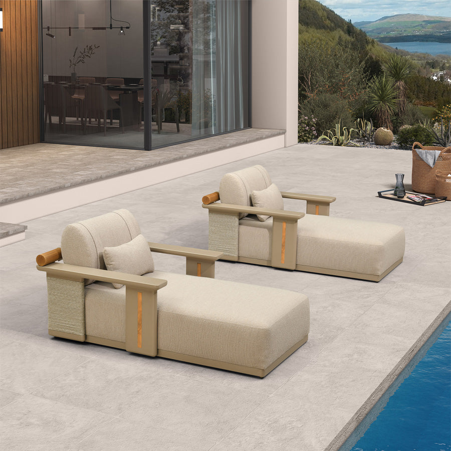 PURPLE LEAF – Chaise longue extérieure en aluminium avec oreiller, inclinable pour plage, piscine, pelouse et bain de soleil