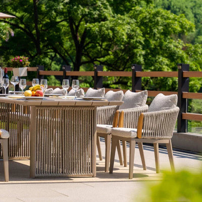 PURPLE LEAF Hailar – Ensemble repas extérieur familial avec table et chaises de terrasse en aluminium et coussins en oléfine