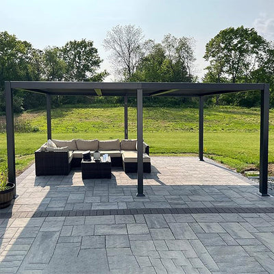 PURPLE LEAF Caesar – Pergola extérieure à lames orientables avec toit rigide réglable, gris