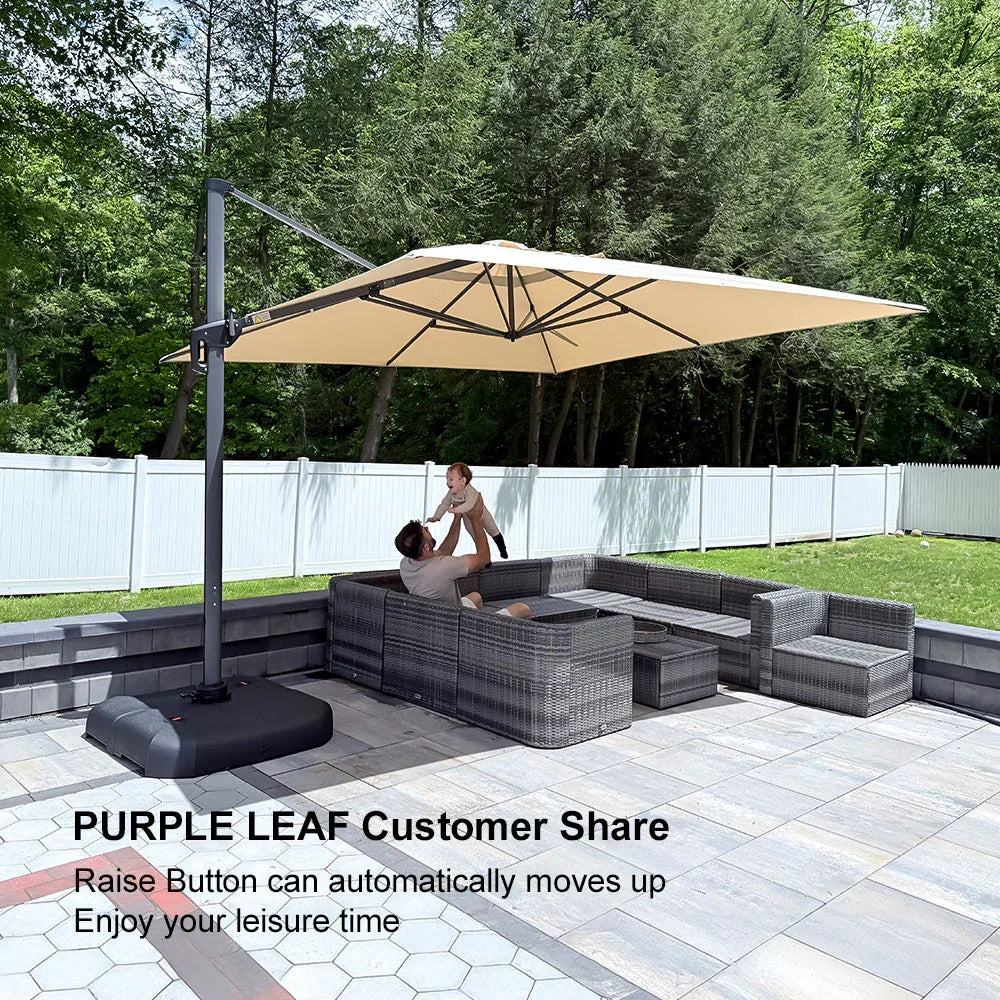 PURPLE LEAF – Parasol extérieur télescopique déporté pour piscine, terrasse, porche et jardin