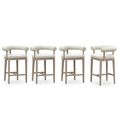 PURPLE LEAF Provence – Lot de 2 tabourets de bar extérieurs modernes rembourrés en oléfine avec dossier et accoudoirs
