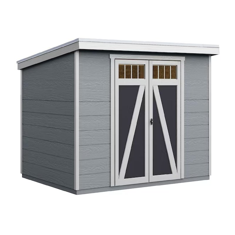 Abri de rangement extérieur moderne en bois 8-Ft X 6-Ft, plancher inclus