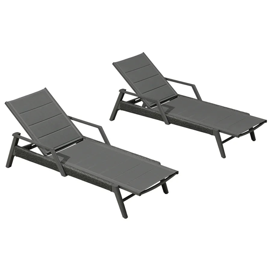 PURPLE LEAF Sanori – Lot de 2 chaises longues extérieures en aluminium, réglables et inclinables pour terrasse et bord de piscine