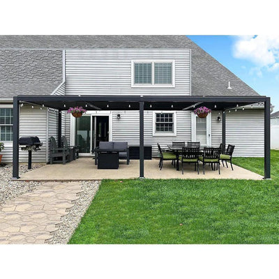 PURPLE LEAF Caesar – Pergola extérieure à lames orientables avec toit rigide réglable, gris