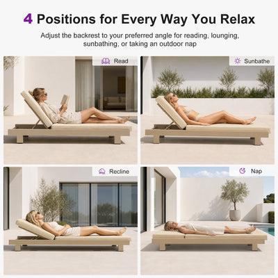 PURPLE LEAF – Lit de repos extérieur Standard avec coussin, tissu mélangé oléfine et structure en aluminium pour terrasse et piscine