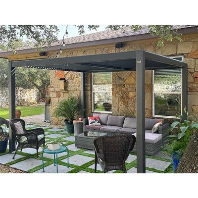 PURPLE LEAF Caesar – Pergola extérieure à lames orientables avec toit rigide réglable, gris