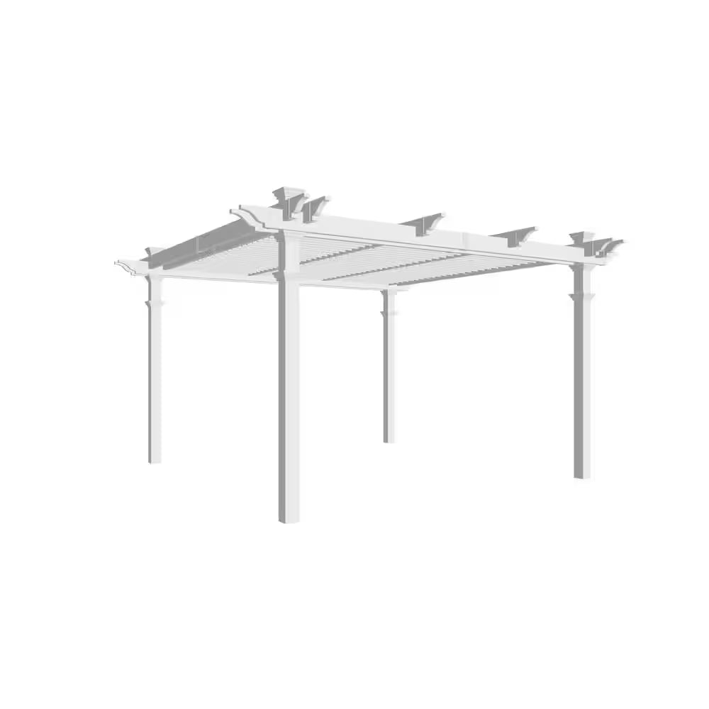 Camelot – Pergola à lames orientables en vinyle 144"L X 144"W X 104"H, blanche, VA42070