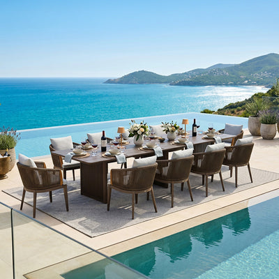PURPLE LEAF Hailar – Ensemble repas extérieur familial avec table et chaises de terrasse en aluminium et coussins en oléfine