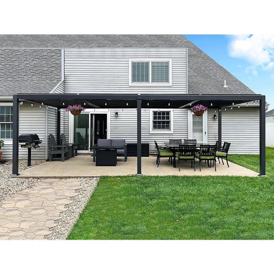 PURPLE LEAF Caesar – Pergola extérieure à lames orientables avec toit rigide réglable, gris