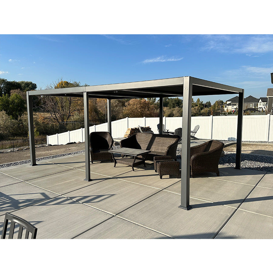 PURPLE LEAF Caesar – Pergola extérieure à lames orientables avec toit rigide réglable, gris