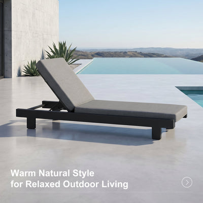 PURPLE LEAF – Lit de repos extérieur Standard avec coussin, tissu mélangé oléfine et structure en aluminium pour terrasse et piscine