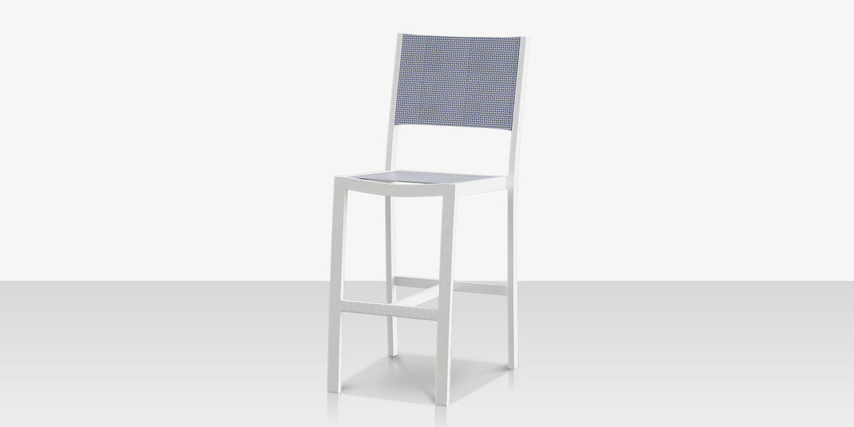 Fusion – Chaise de bar sans accoudoirs, structure Tex White / toile SeaBreeze