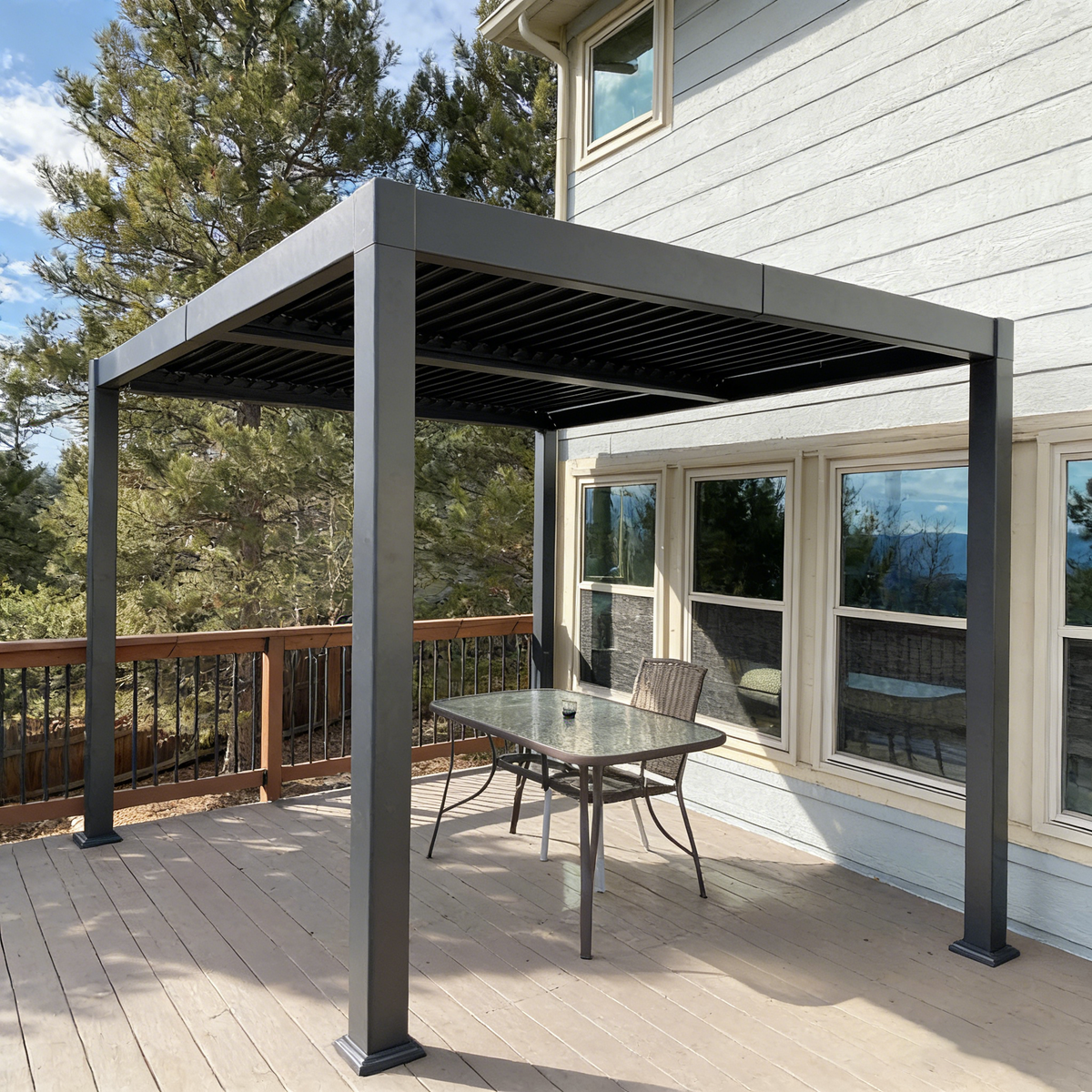 PURPLE LEAF Caesar – Pergola extérieure à lames orientables avec toit rigide réglable, gris