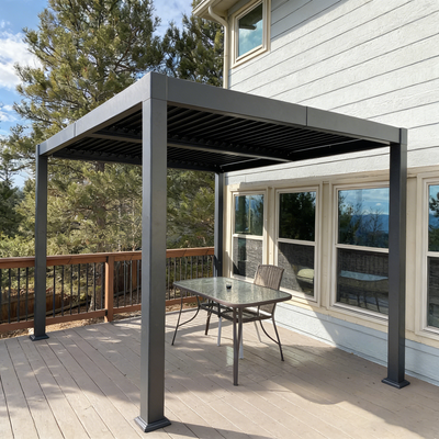 PURPLE LEAF Caesar – Pergola extérieure à lames orientables avec toit rigide réglable, gris