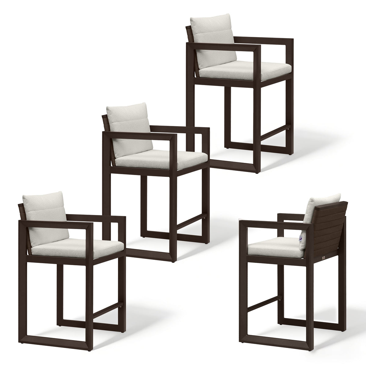PURPLE LEAF Caesar – Tabourets de bar modernes en aluminium avec coussins amovibles pour cuisine, îlot extérieur et jardin