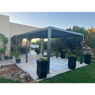 PURPLE LEAF Caesar – Pergola extérieure à lames orientables avec toit rigide réglable, gris