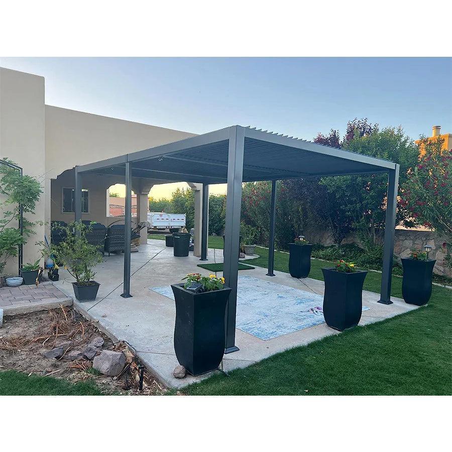 PURPLE LEAF Caesar – Pergola extérieure à lames orientables avec toit rigide réglable, gris
