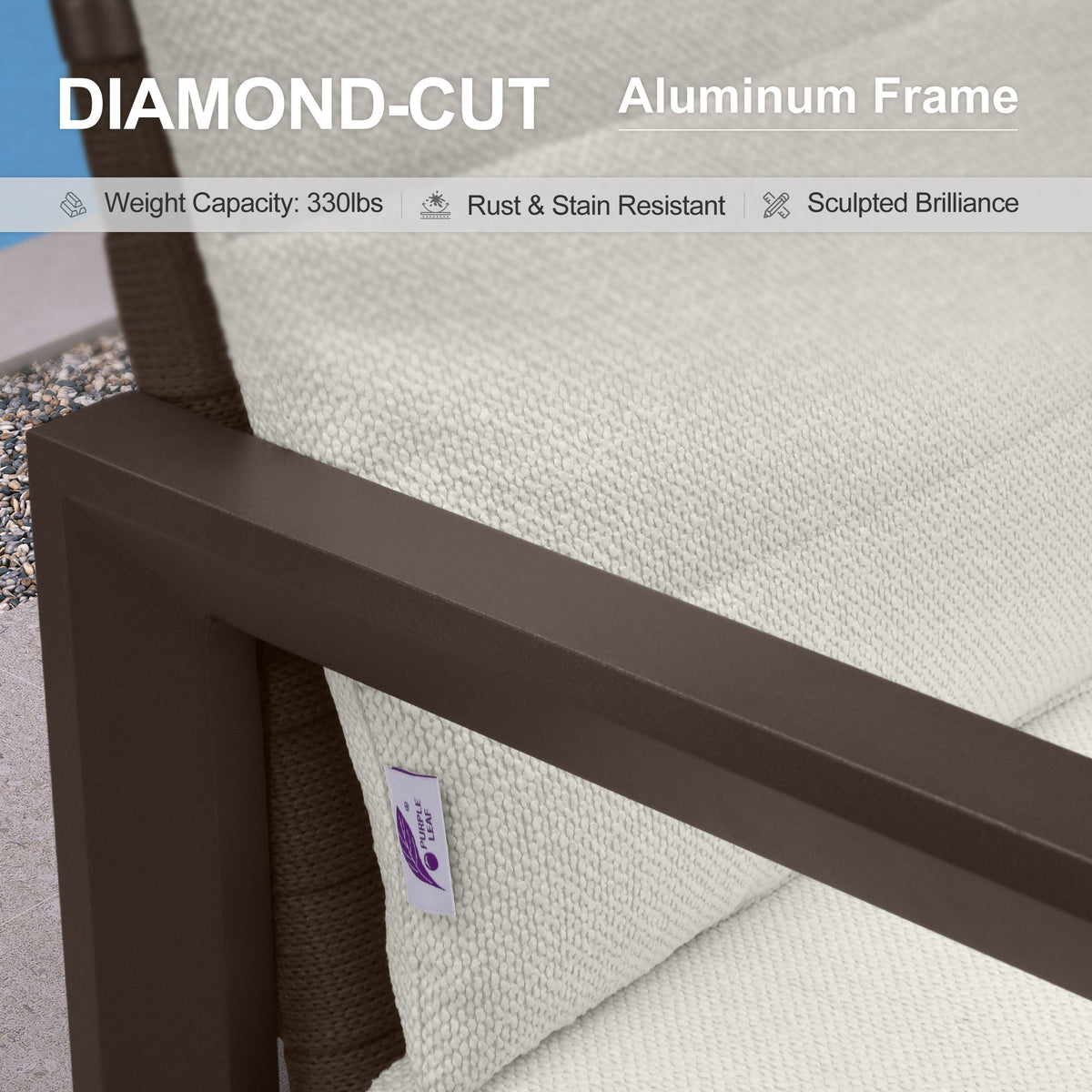 PURPLE LEAF Caesar – Tabourets de bar modernes en aluminium avec coussins amovibles pour cuisine, îlot extérieur et jardin