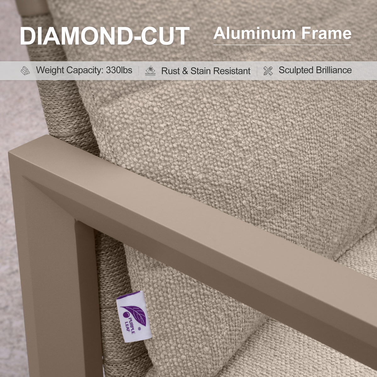 PURPLE LEAF Caesar – Tabourets de bar modernes en aluminium avec coussins amovibles pour cuisine, îlot extérieur et jardin