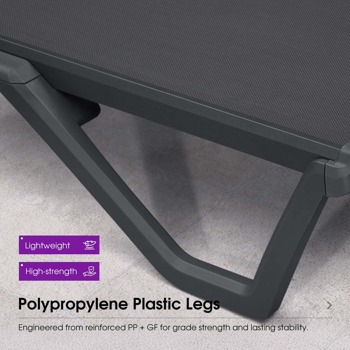 PURPLE LEAF – Chaise longue extérieure à 5 positions avec structure en aluminium et assise en Textilene, légère et durable pour terrasse et piscine