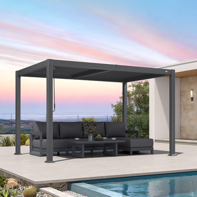 PURPLE LEAF Caesar – Pergola extérieure à lames orientables avec toit rigide réglable, gris