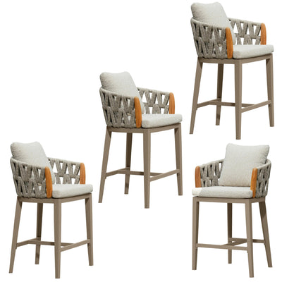 PURPLE LEAF Hailar – Tabouret de bar extérieur moderne en rotin avec dossier et coussin pour balcon, intérieur, extérieur ou îlot de cuisine