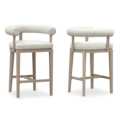 PURPLE LEAF Provence – Lot de 2 tabourets de bar extérieurs modernes rembourrés en oléfine avec dossier et accoudoirs