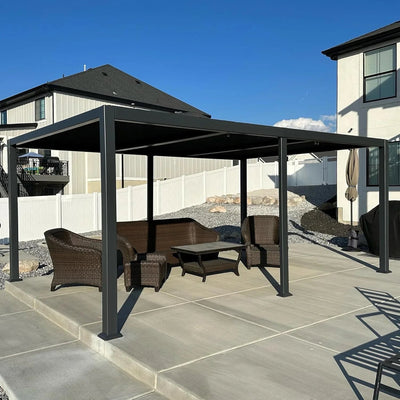 PURPLE LEAF Caesar – Pergola extérieure à lames orientables avec toit rigide réglable, gris