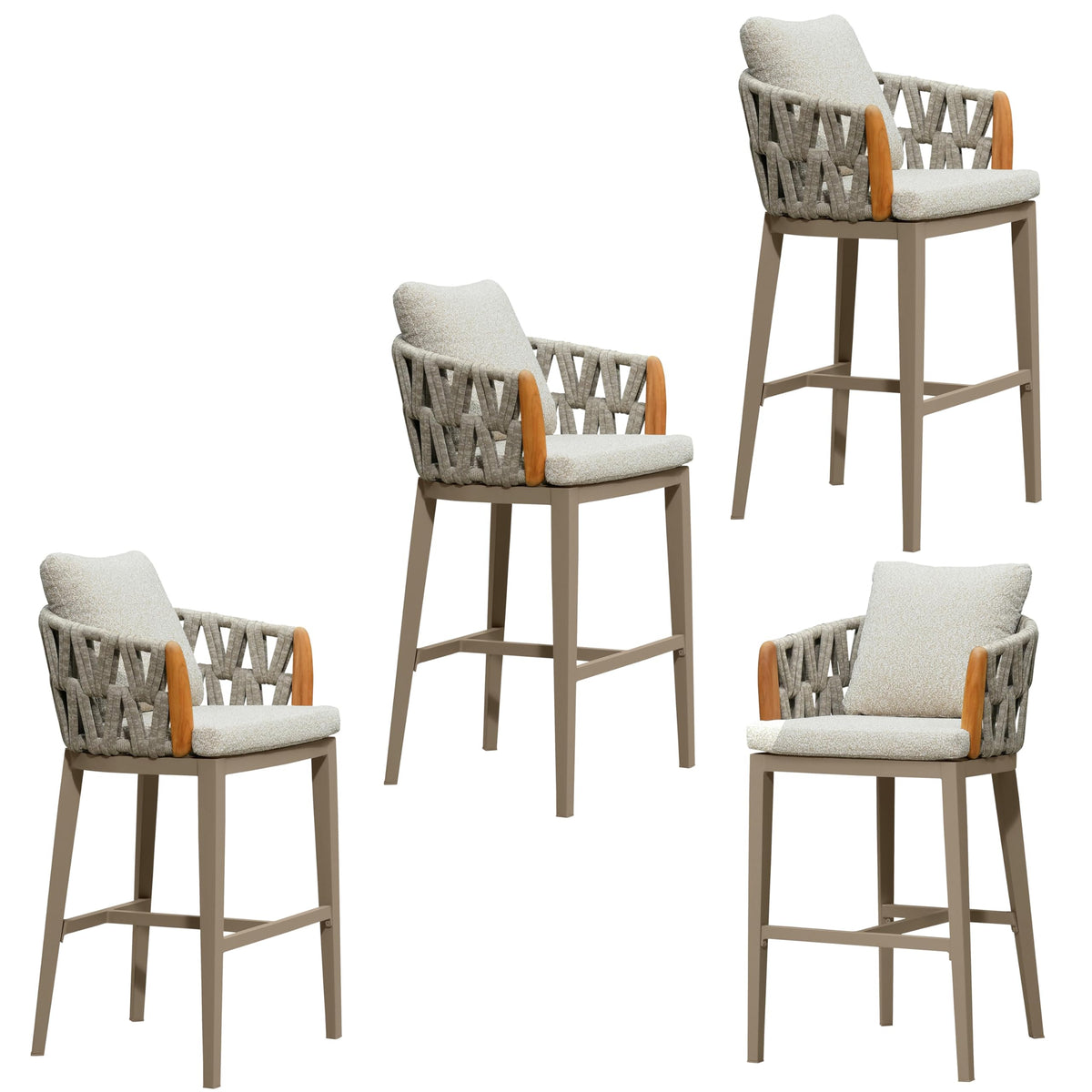 PURPLE LEAF Hailar – Tabouret de bar extérieur moderne en rotin avec dossier et coussin pour balcon, intérieur, extérieur ou îlot de cuisine