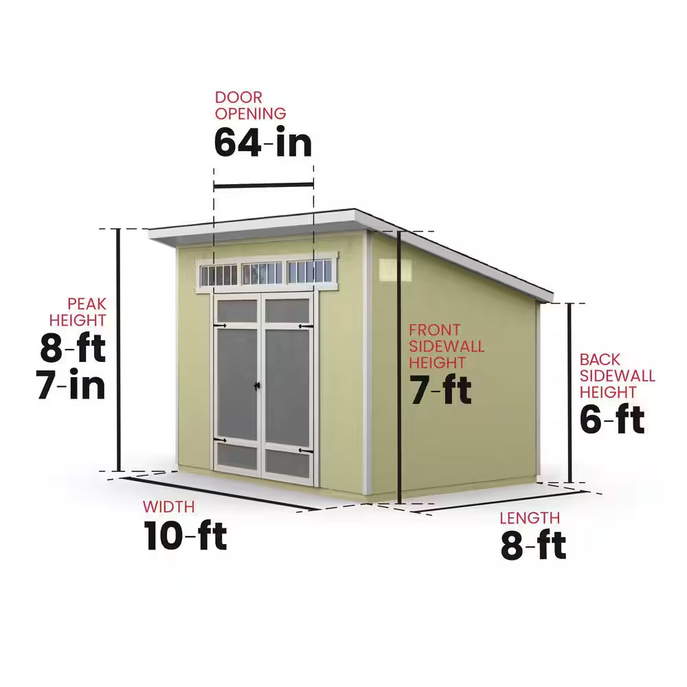 Abri de jardin adossé moderne en bois DIY 10 Ft. X 7.5 Ft. avec plancher, fenêtres et serrure (75 Sq. Ft.)